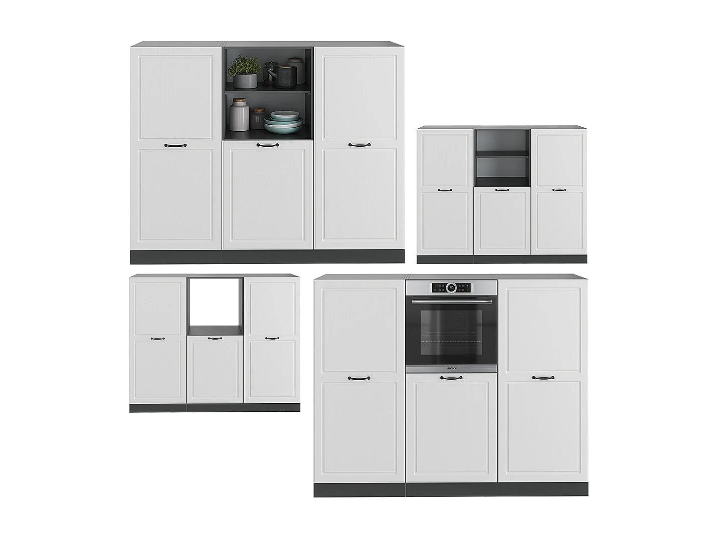 Bloque de cocina casa de campo blanca/antracita 180x46x81.6 r-line