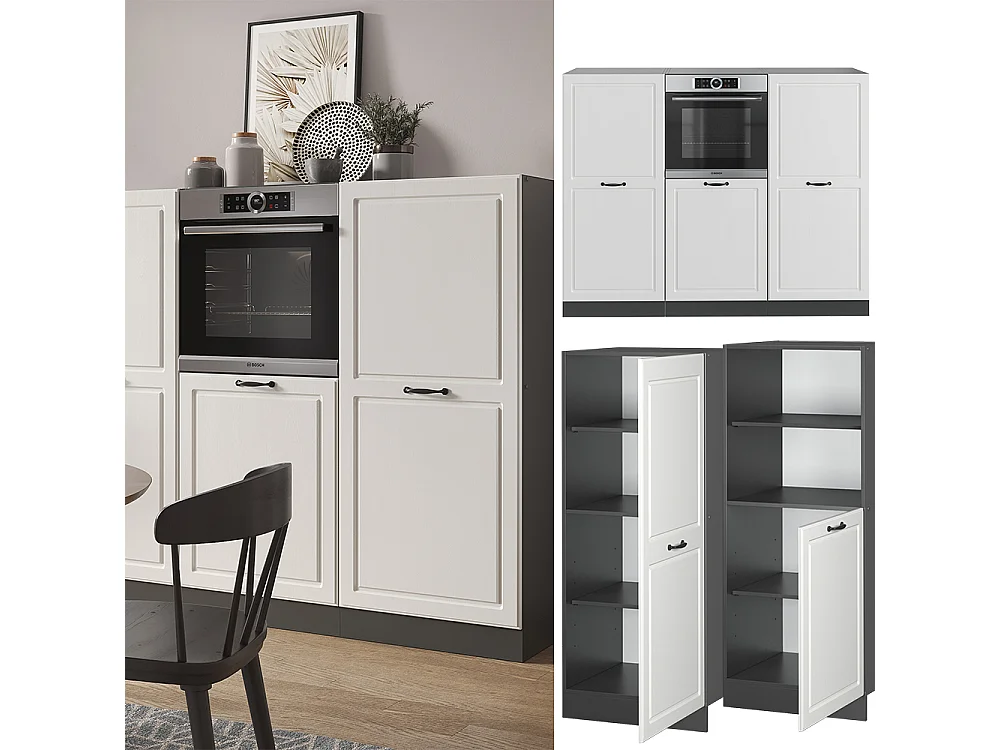 Bloc cuisine blanc cottage/anthracite 180x46x81.6 r-line