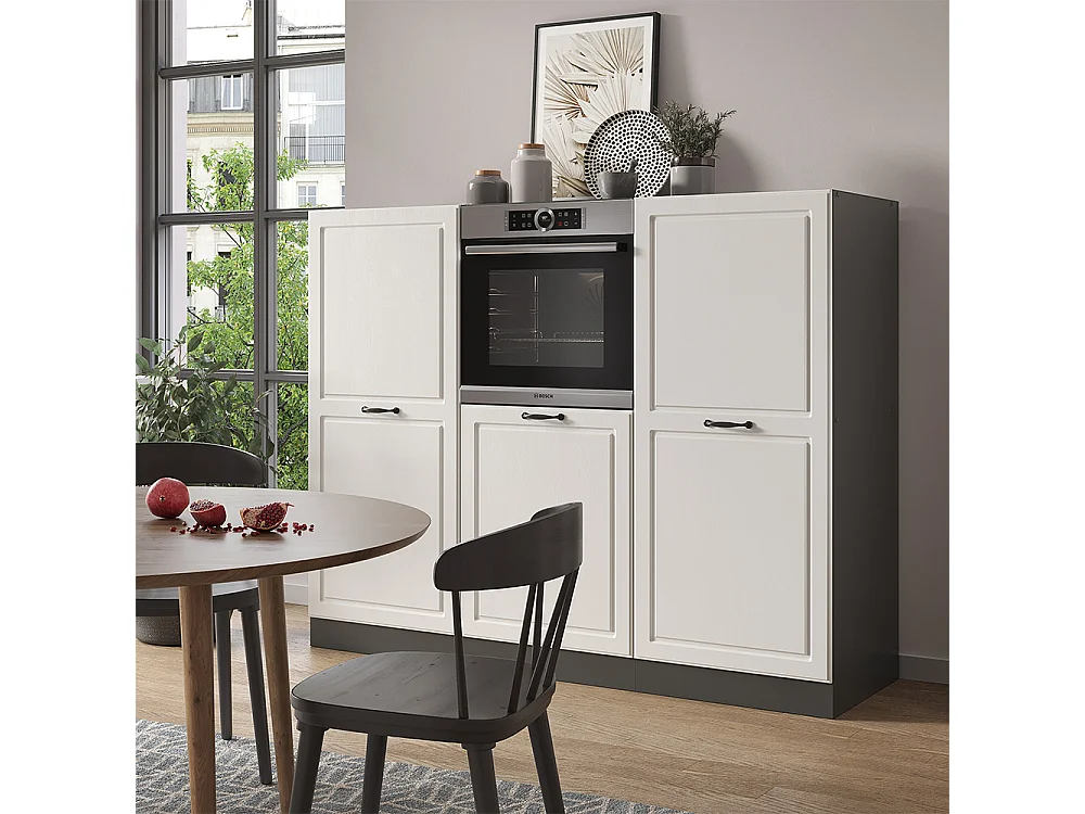 Bloc cuisine blanc cottage/anthracite 180x46x81.6 r-line