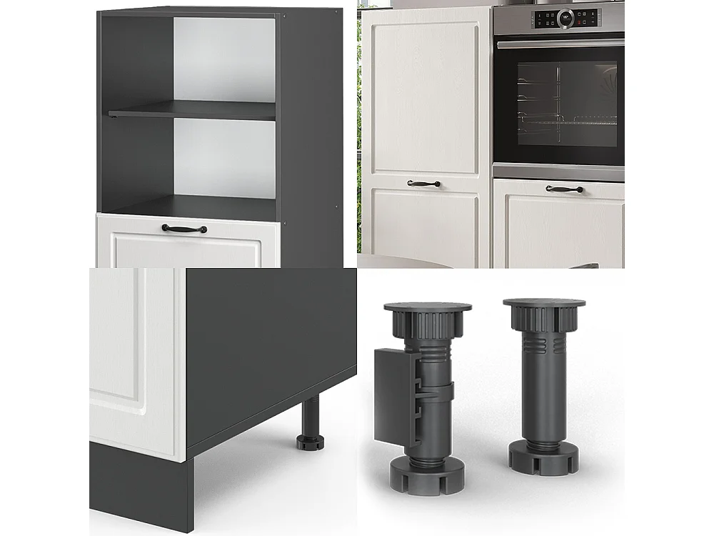 Bloc cuisine blanc cottage/anthracite 180x46x81.6 r-line