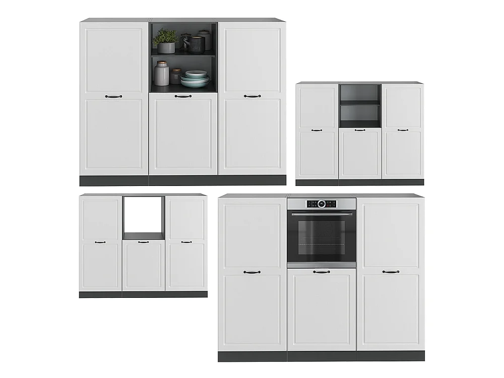Bloc cuisine blanc cottage/anthracite 180x46x81.6 r-line