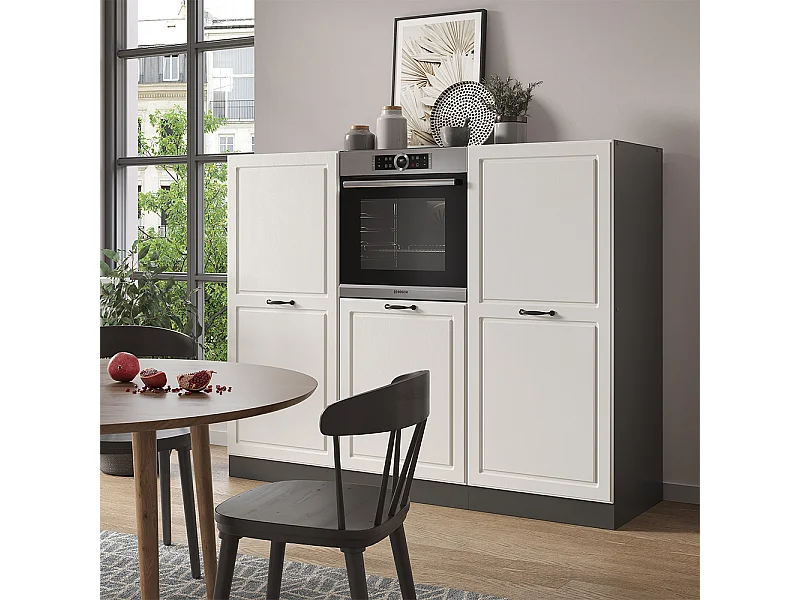 Bloc cuisine blanc cottage/anthracite 180x46x81.6 r-line