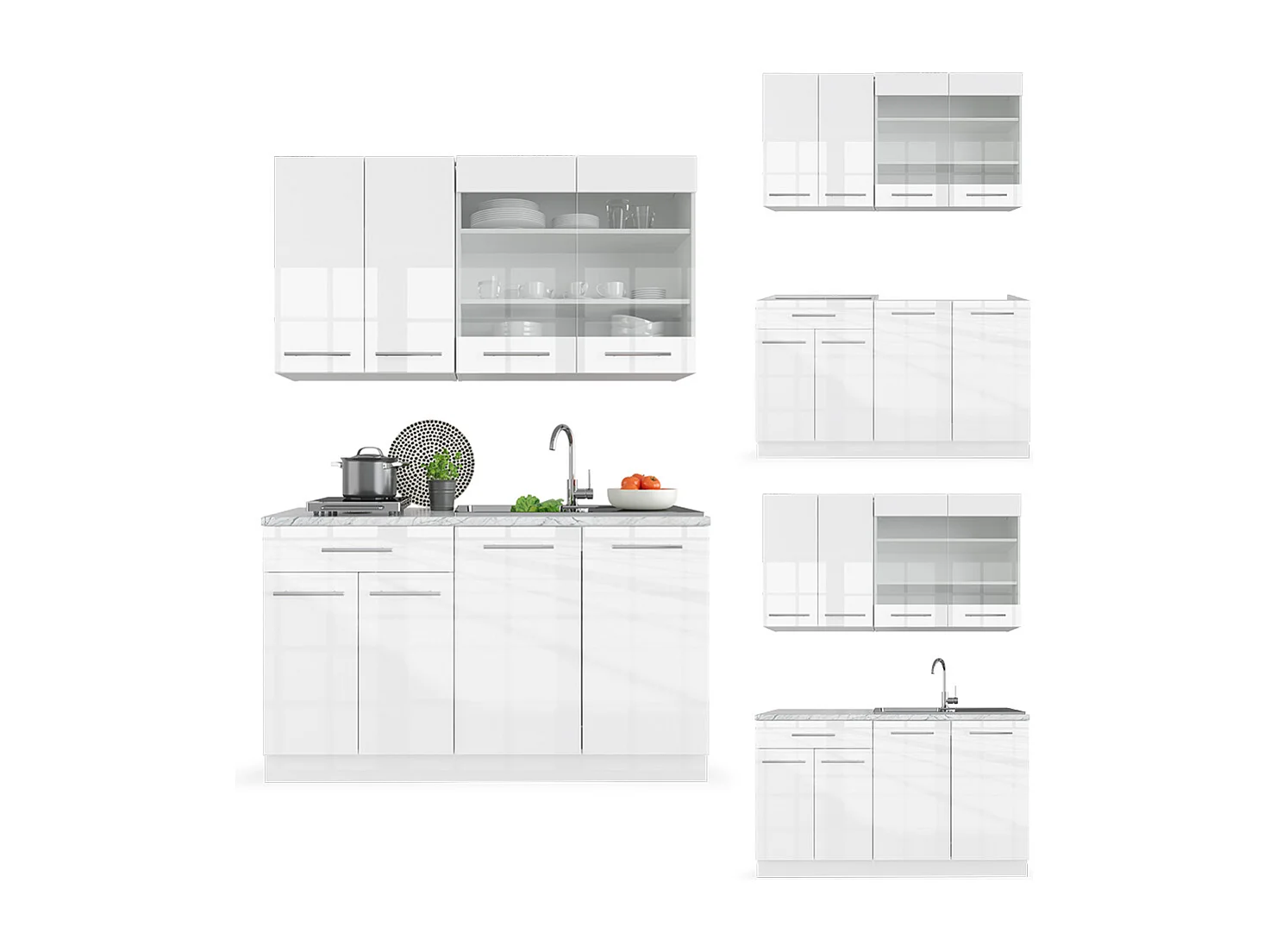Enskilt kök vit högblank/vit 140x46x81.6 fame-line