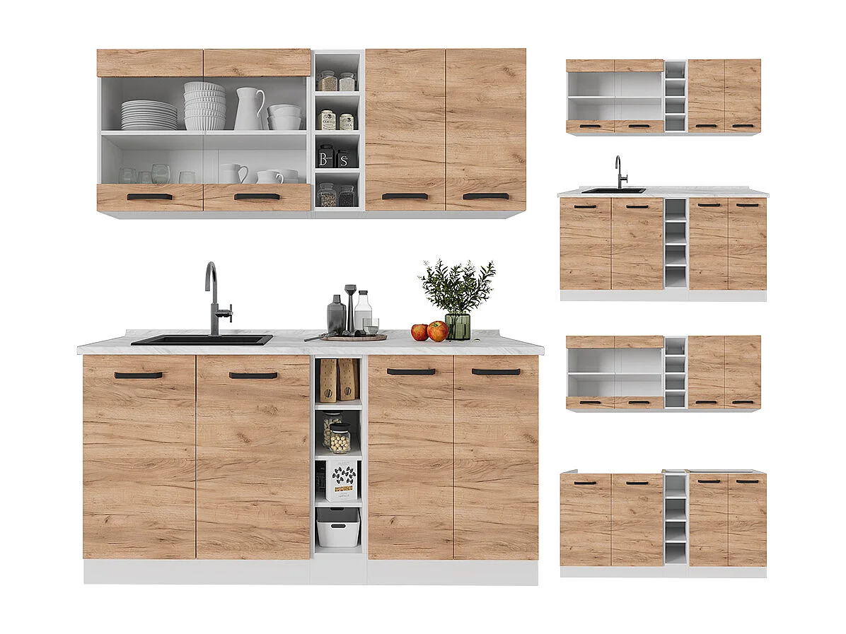 Cuisine chêne doré/blanc 160x60x81.6 r-line