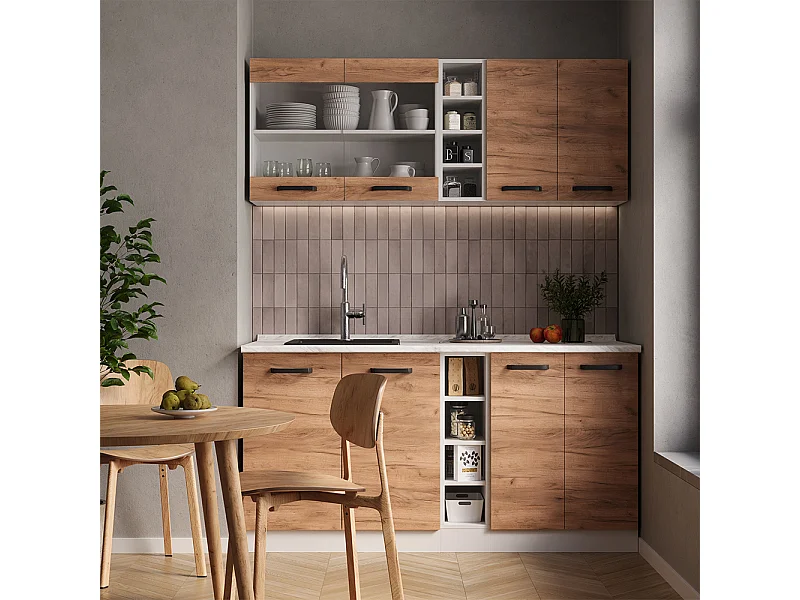 Cuisine chêne doré/blanc 160x60x81.6 r-line