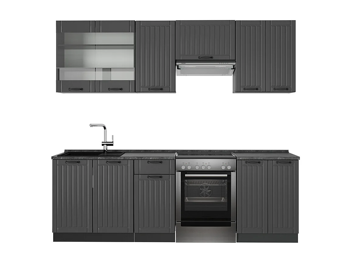 Mueble de cocina gris oscuro 240x46x81.6 fame-line