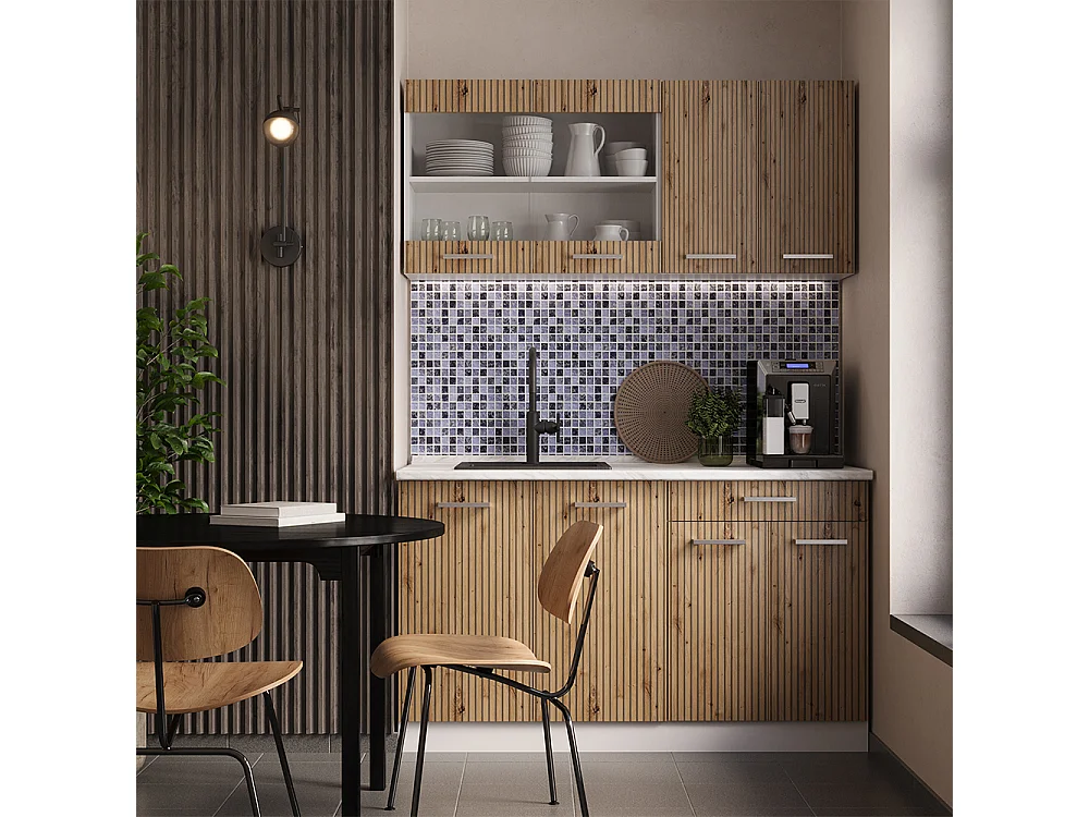 Cocina versátil roble artesanal/blanco 140x60x81.6 r-line