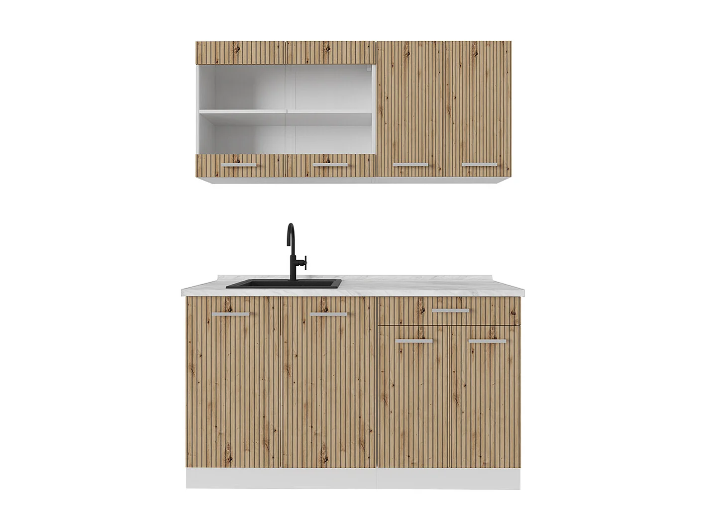 Cuisine artisan chêne/blanc 140x60x81.6 r-line