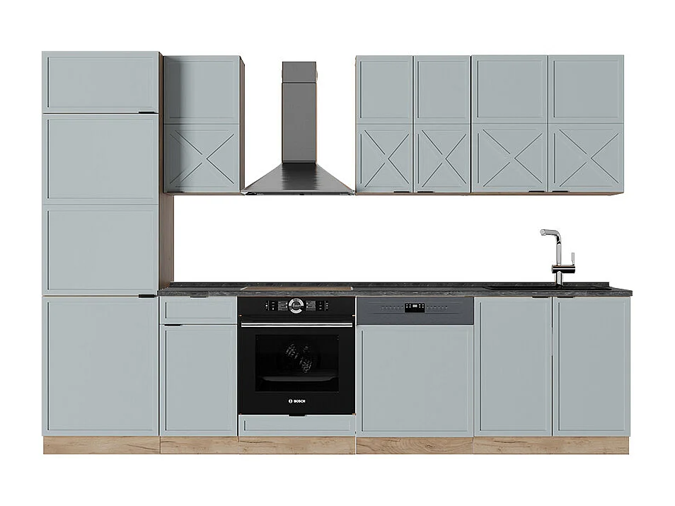 Pentry ljus blågrå/goldkraft ek 300x60x81.6 fame-line