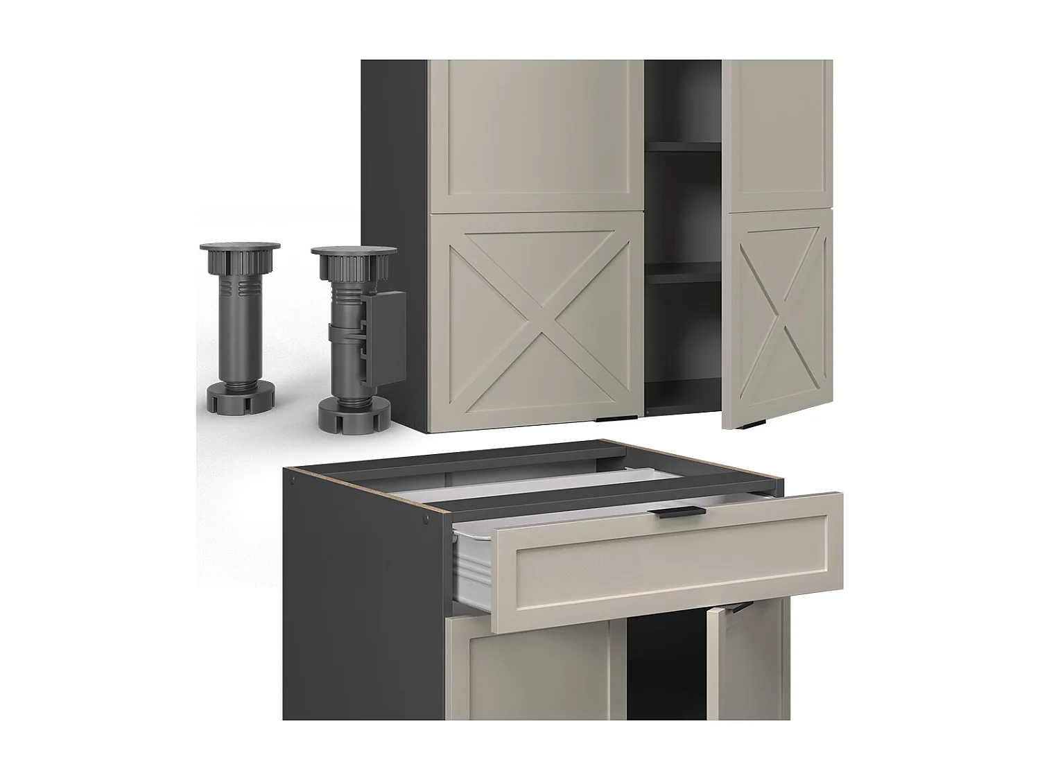 Cuisine grisbeige/anthracite 140x60x81.6 fame-line