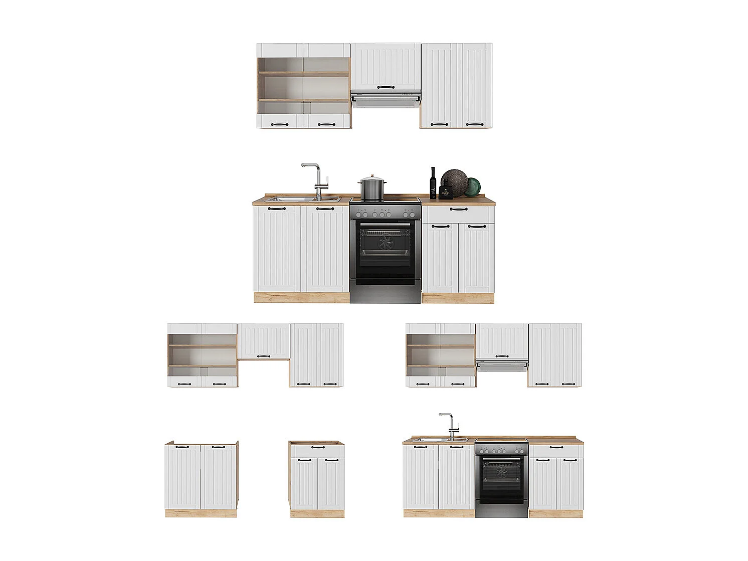 Mueble de cocina blanco casa de campo 200x60x81.6 fame-line