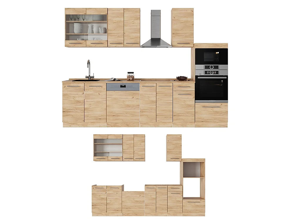 Mueble de cocina roble dorado 300x46x81.6 fame-line