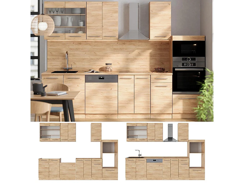 Cuisine chêne de force doré 300x46x81.6 fame-line