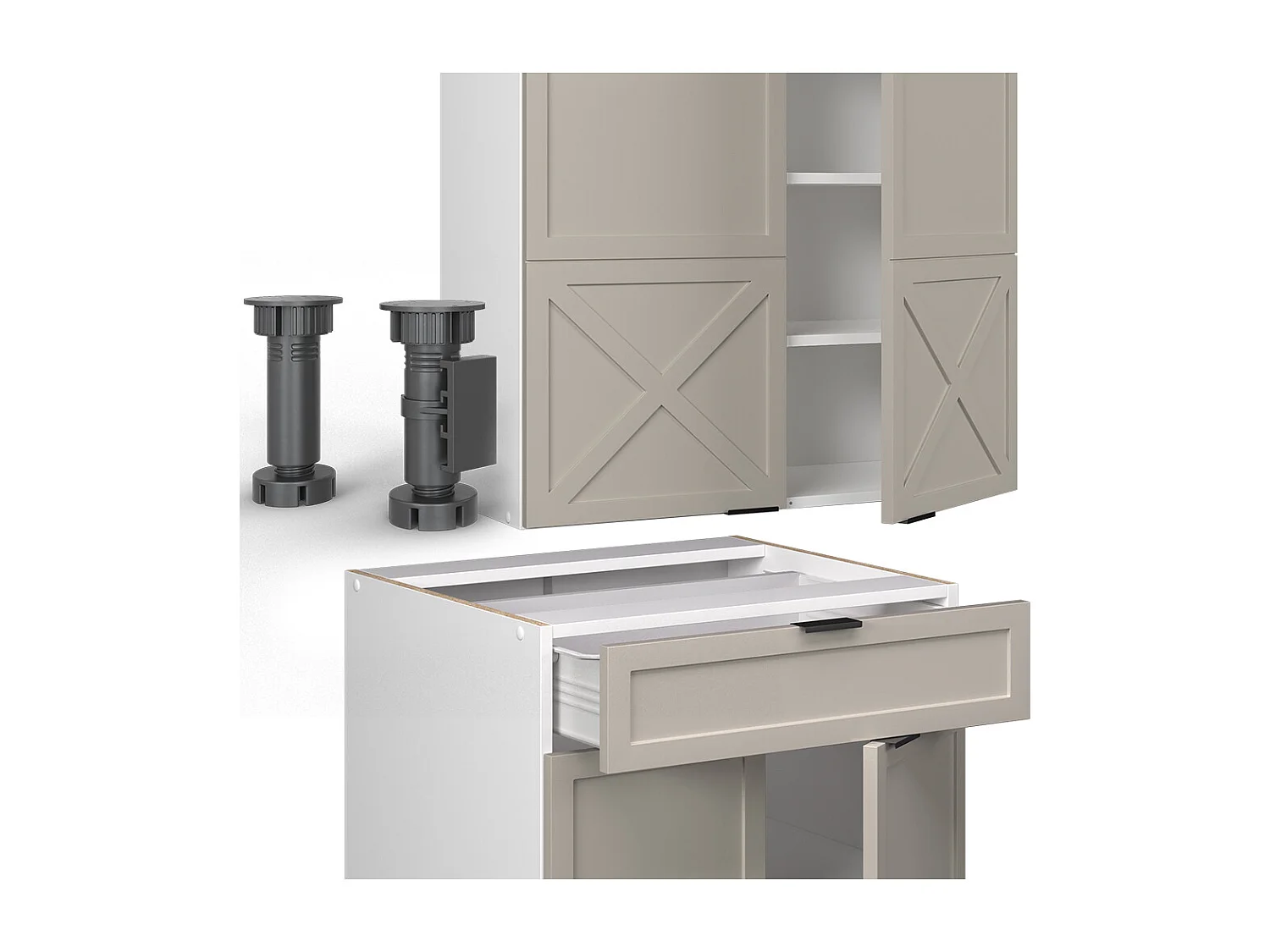 Cuisine grisbeige/blanc 140x46x81.6 fame-line