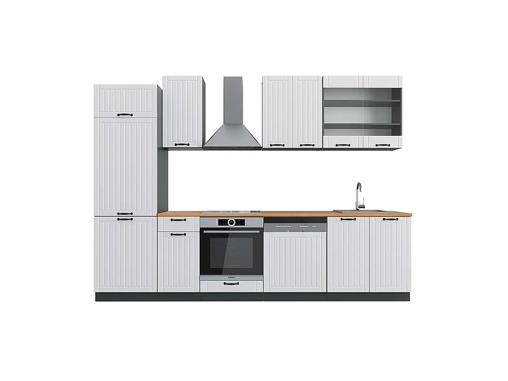Complete keukeneenheid landhuis wit/antraciet 300x60x81.6 fame-line
