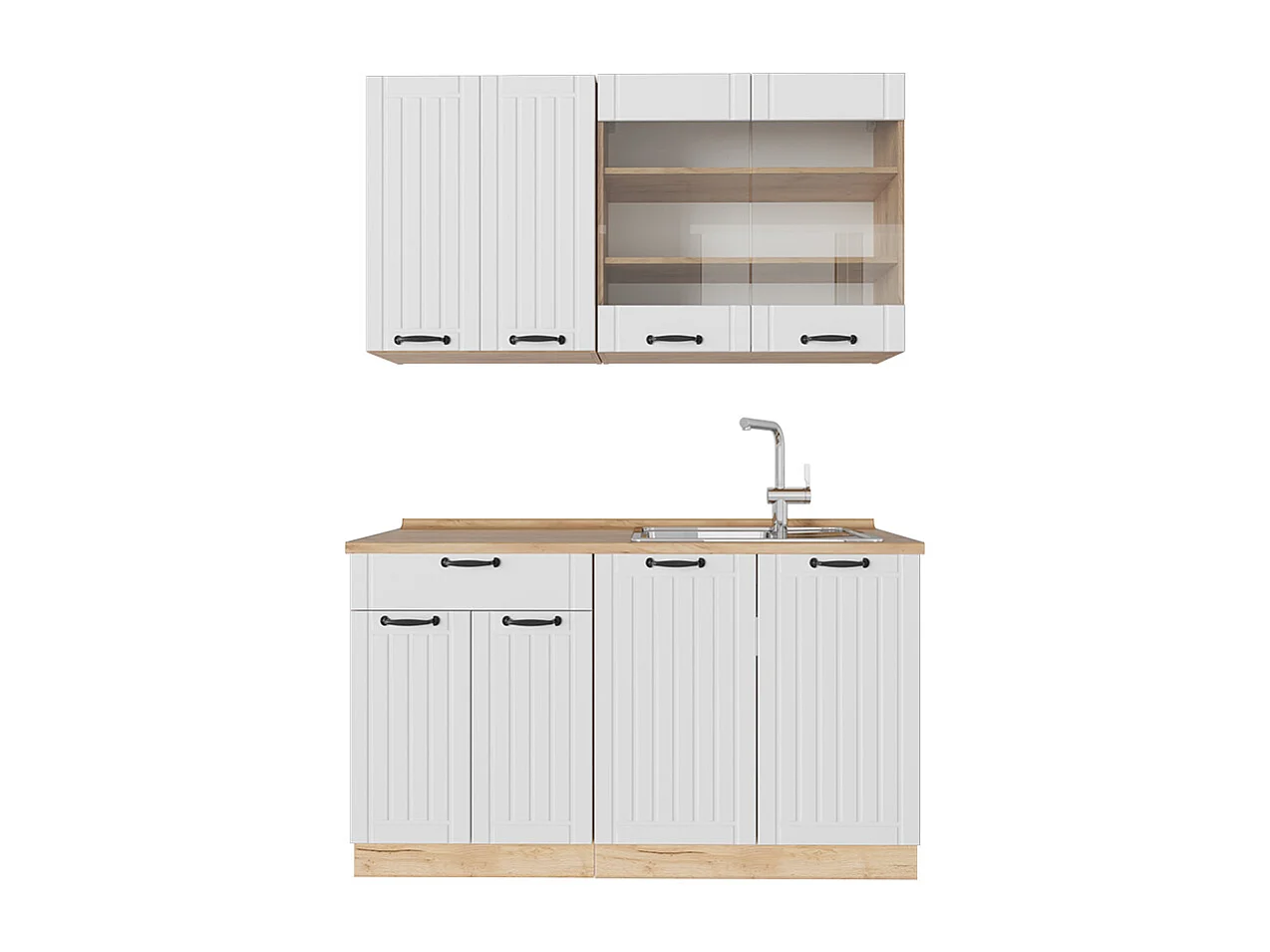 Singlekøkken hvid landhus 140x60x81.6 fame-line