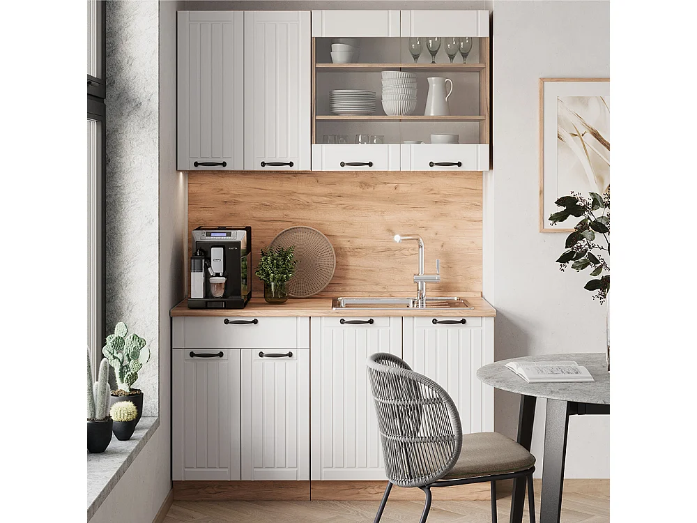 Singlekøkken hvid landhus 140x60x81.6 fame-line