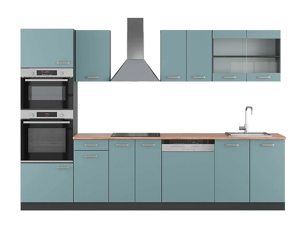 Küchenzeile blau-grau/anthrazit 300x60x81.6 r-line