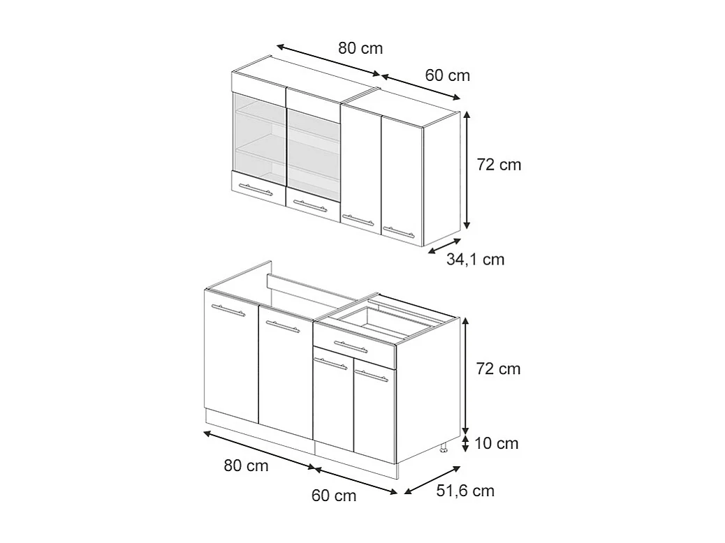 Singleküche dunkelgrau 140x46x81.6 fame-line