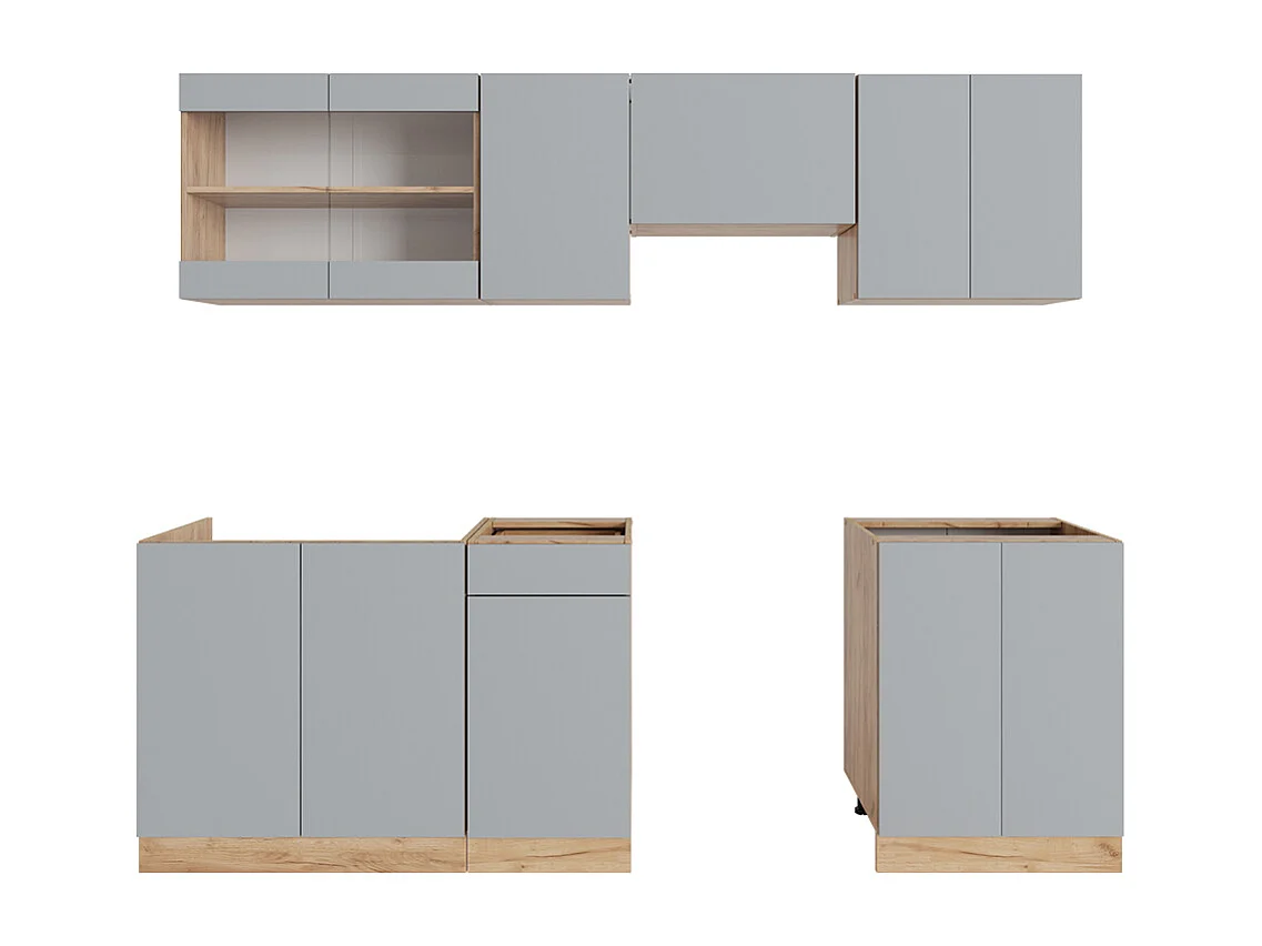 Mueble de cocina gris 240x60x81.6 r-line