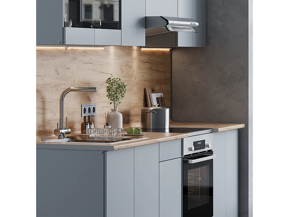 Ligne de cuisine gris 240x60x81.6 r-line