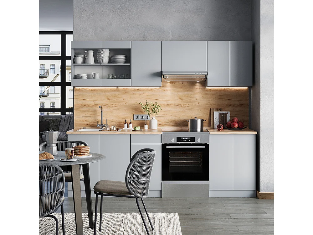 Ligne de cuisine gris 240x60x81.6 r-line