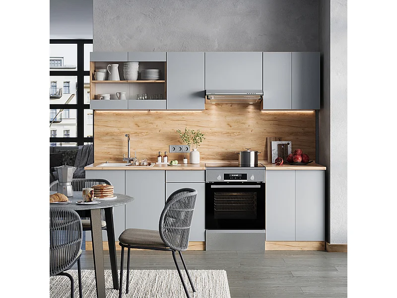 Küchenzeile grau 240x60x81.6 r-line