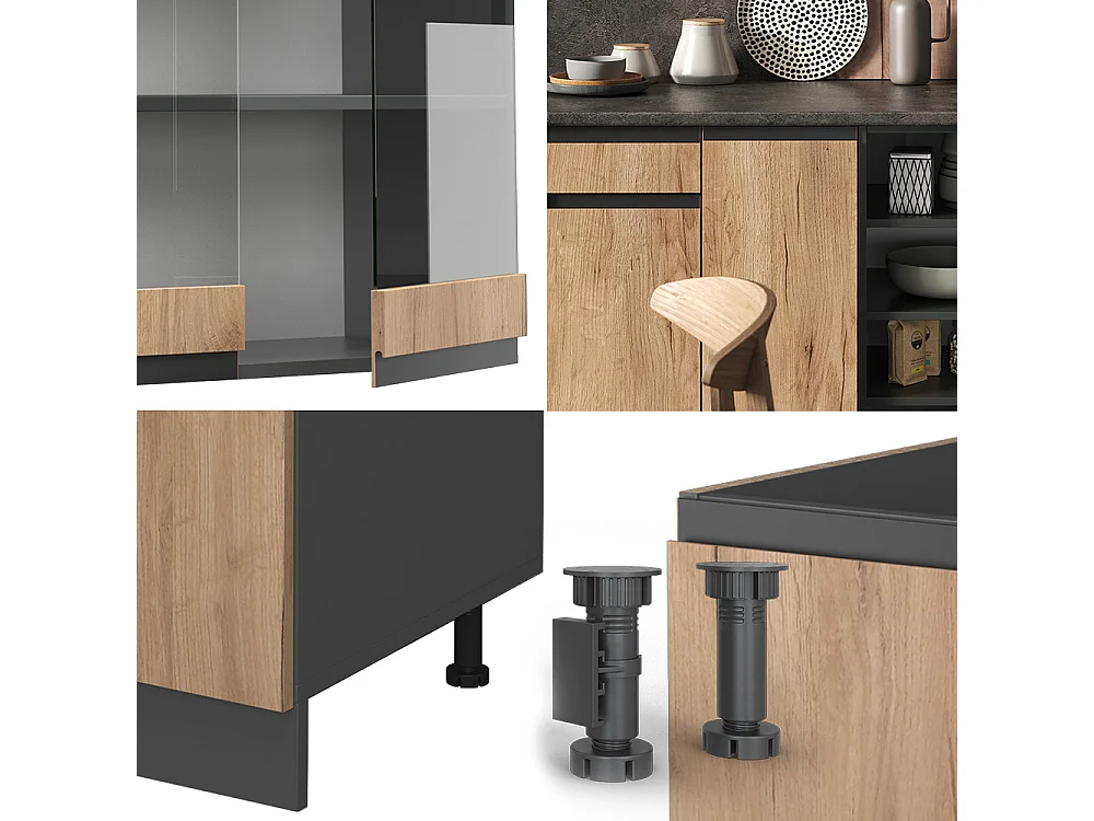 Mueble de cocina oro power roble/antracita 240x46x81.6 r-line