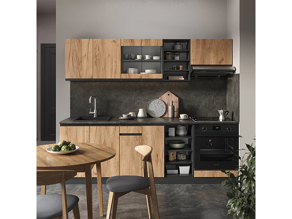 Cuisine chêne doré/anthracite 240x46x81.6 r-line