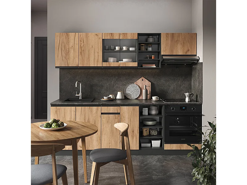 Cuisine chêne doré/anthracite 240x46x81.6 r-line