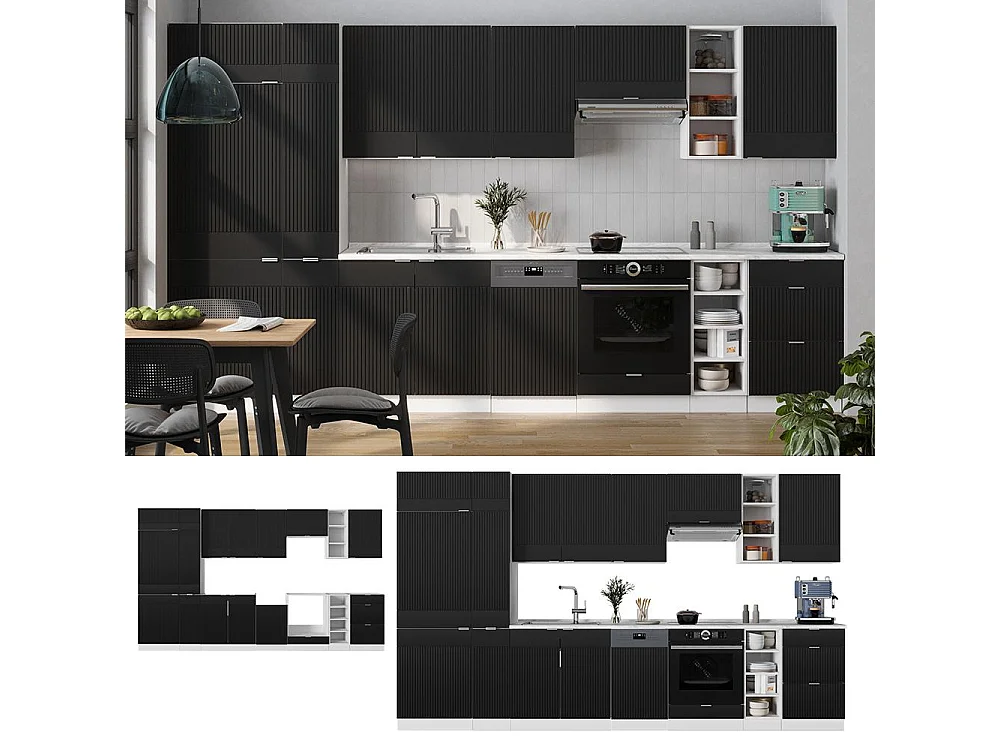 Cuisine noir rayé/blanc 355x60x81.6 fame-line