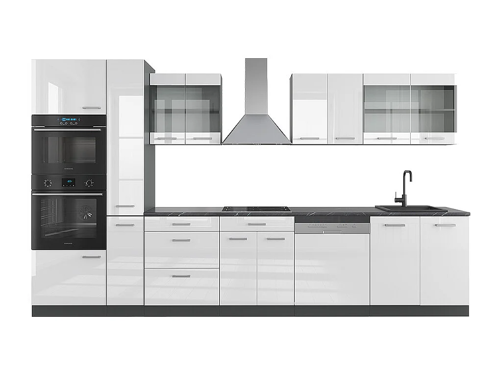 Kuchnia  biały wysoki połysk/antracyt 350x60x81.6 r-line