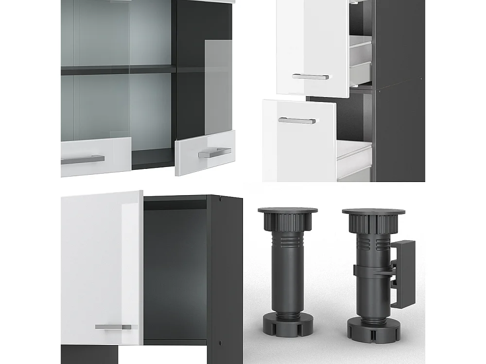 Kuchnia  biały wysoki połysk/antracyt 350x60x81.6 r-line