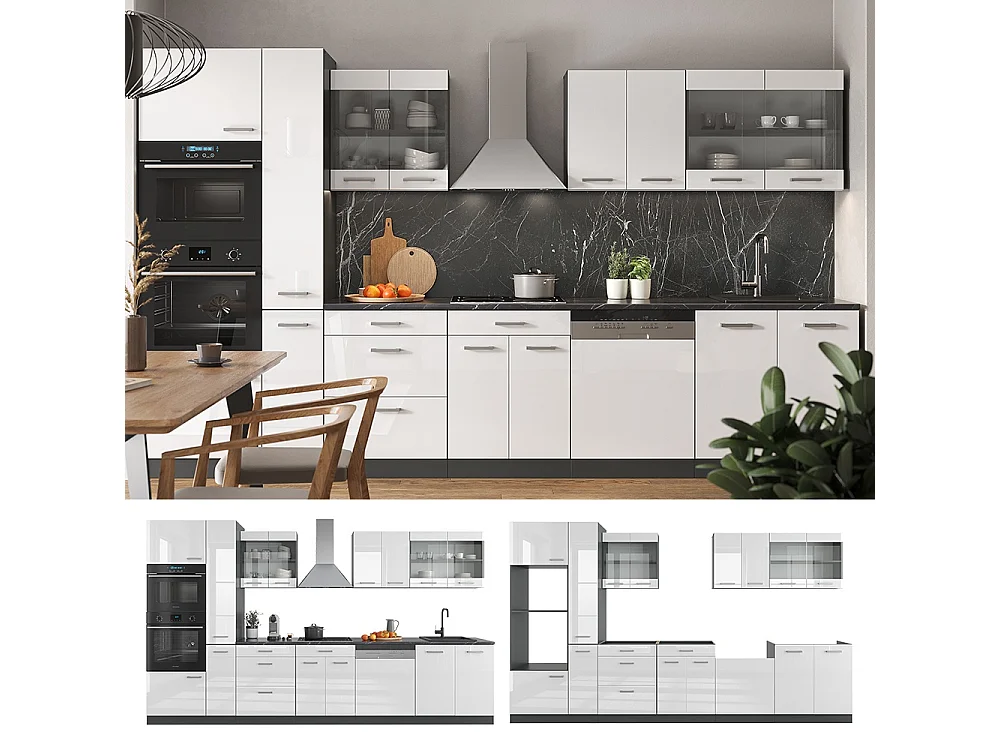 Cuisine  blanc brillant/anthracite 350x60x81.6 r-line