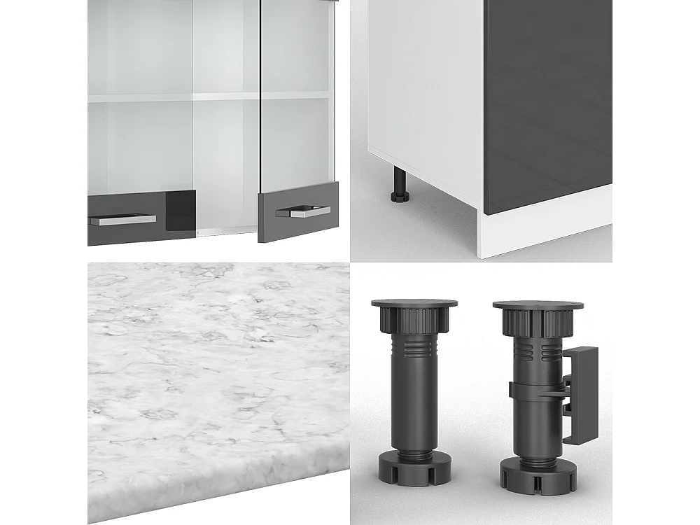 Cuisine anthracite brillant/blanc 300x60x81.6 r-line