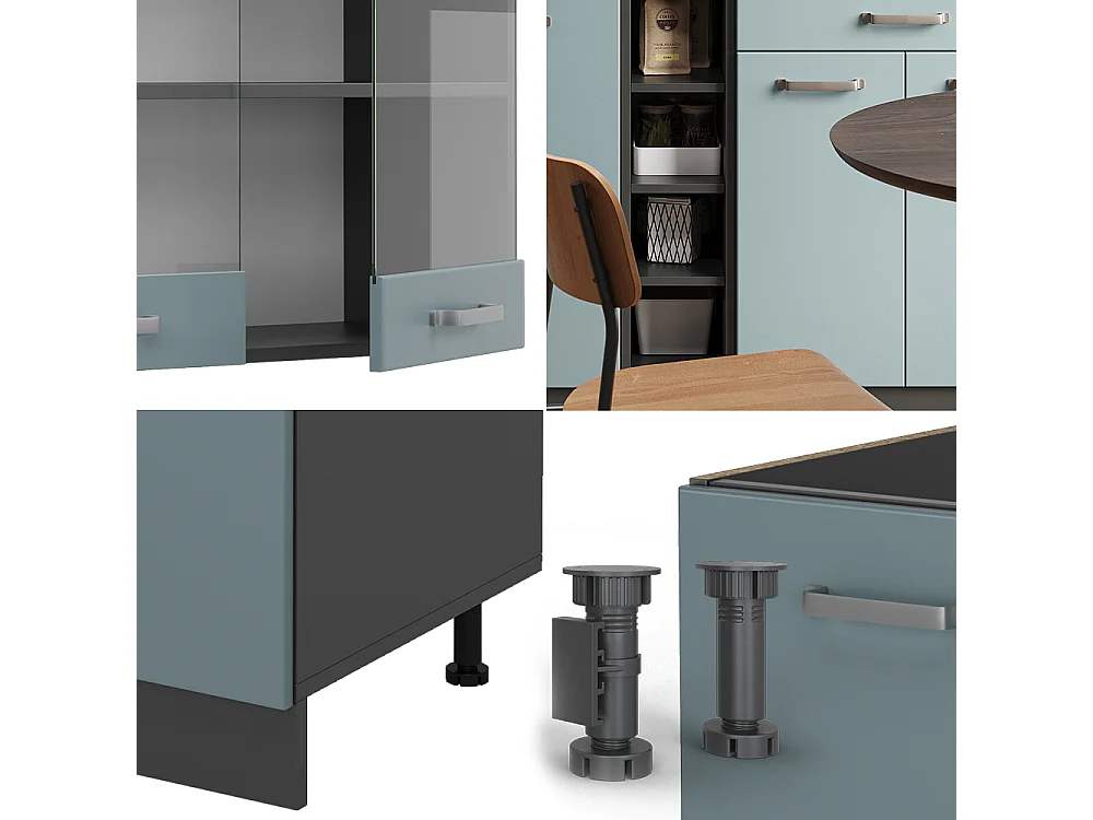Cuisine bleu-gris/anthracite 160x46x81.6 r-line