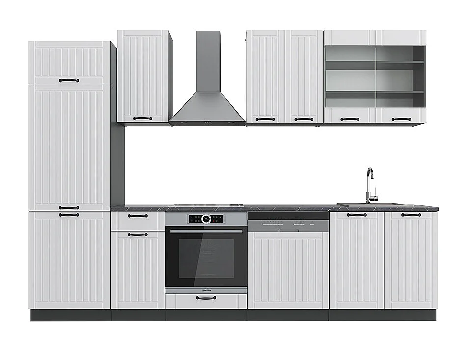 Mueble de cocina casa de campo blanca/antracita 300x46x81.6 fame-line
