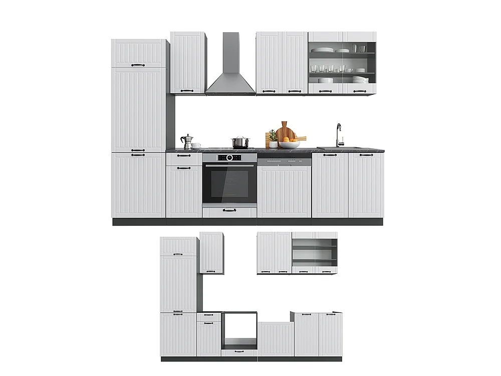 Cuisine blanc cottage/anthracite 300x46x81.6 fame-line