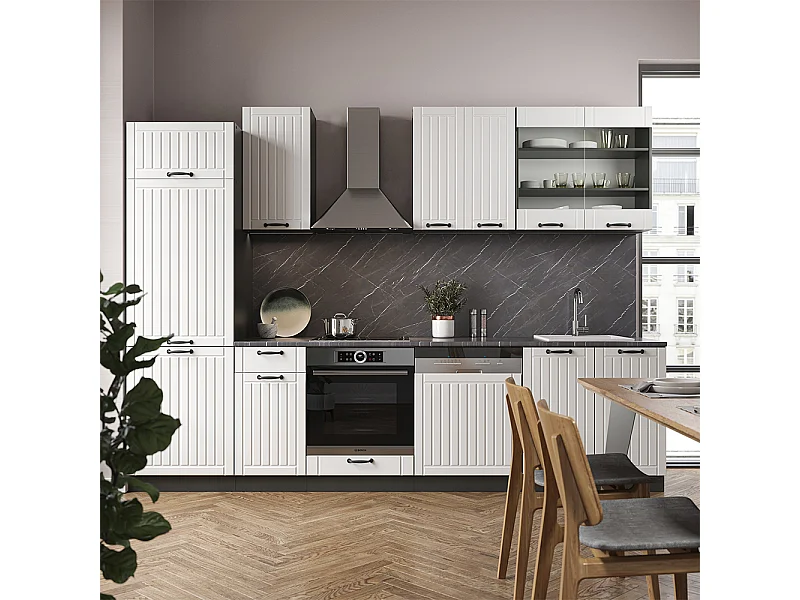 Küchenzeile weiß landhaus/anthrazit 300x46x81.6 fame-line