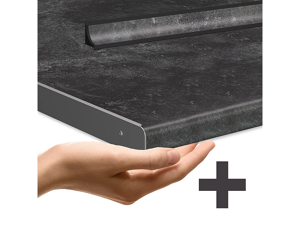 Cucina angolare completa calcestruzzo nero/quercia dorata 247x60x81.6 r-line