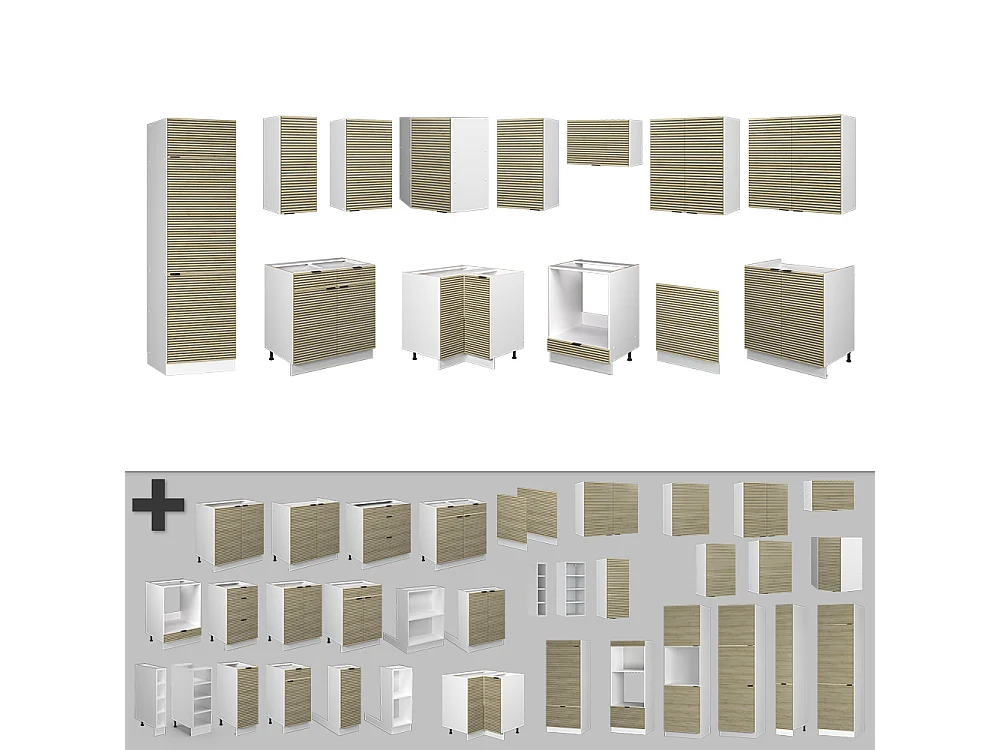 Eckküche eiche paneel/weiß 287x46x81.6 fame-line