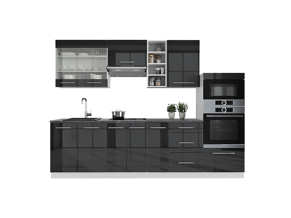 Cuisine anthracite brillant/blanc 280x46x81.6 fame-line