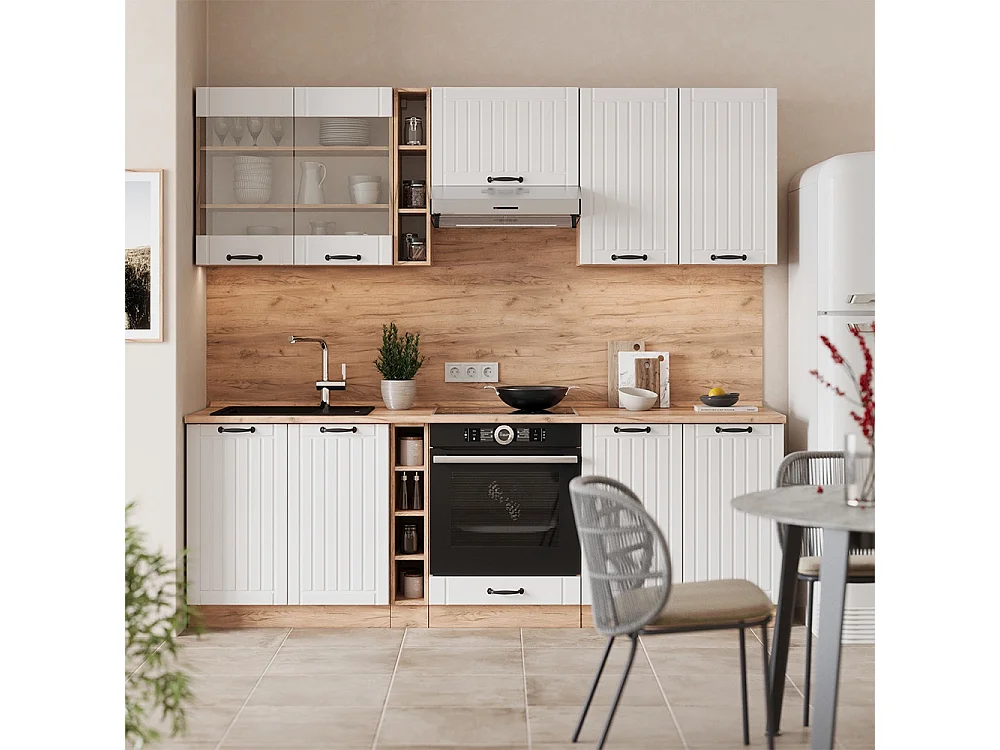 Zabudowa kuchenna biały domek wiejski 235x60x81.6 fame-line