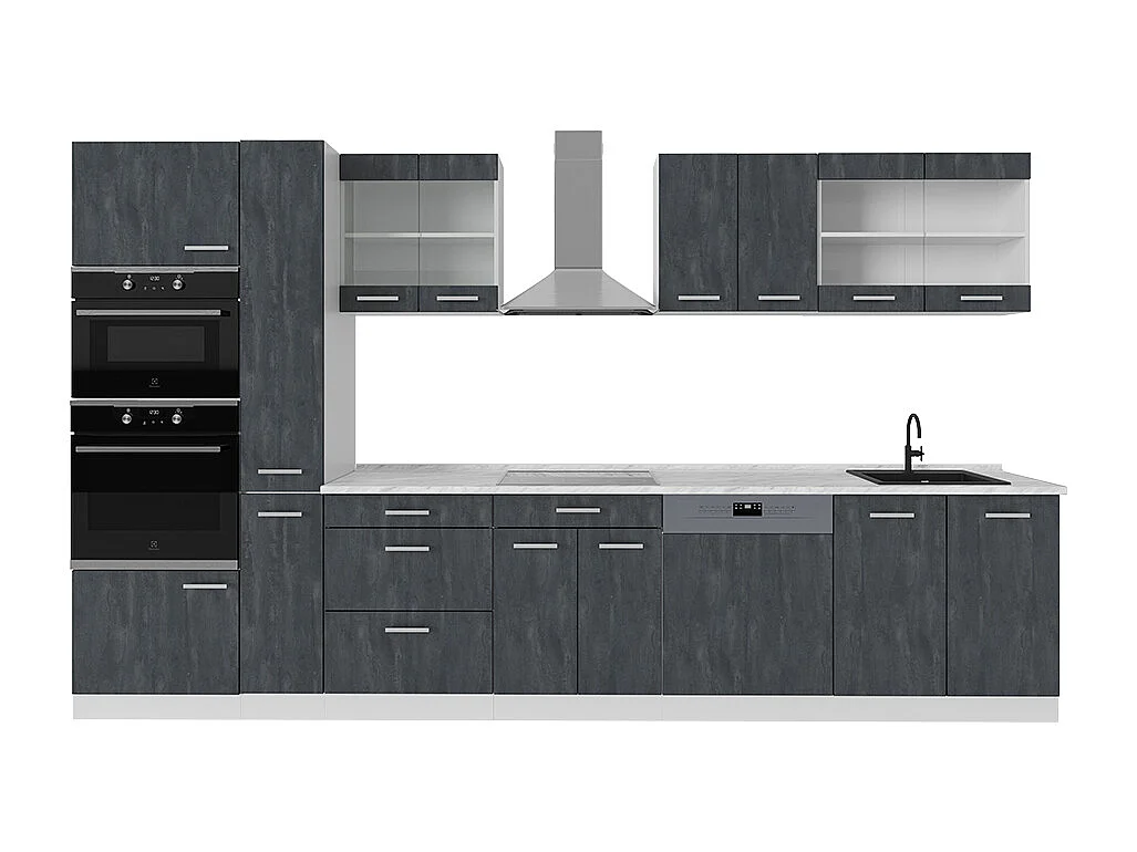 Cuisine noir béton/blanc 350x46x81.6 r-line