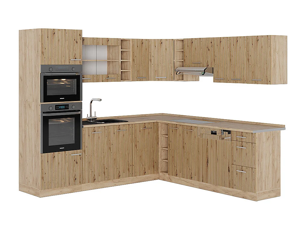 Kuchnia narożna dąb artisan/dąb goldkraft 247x60x81.6 r-line