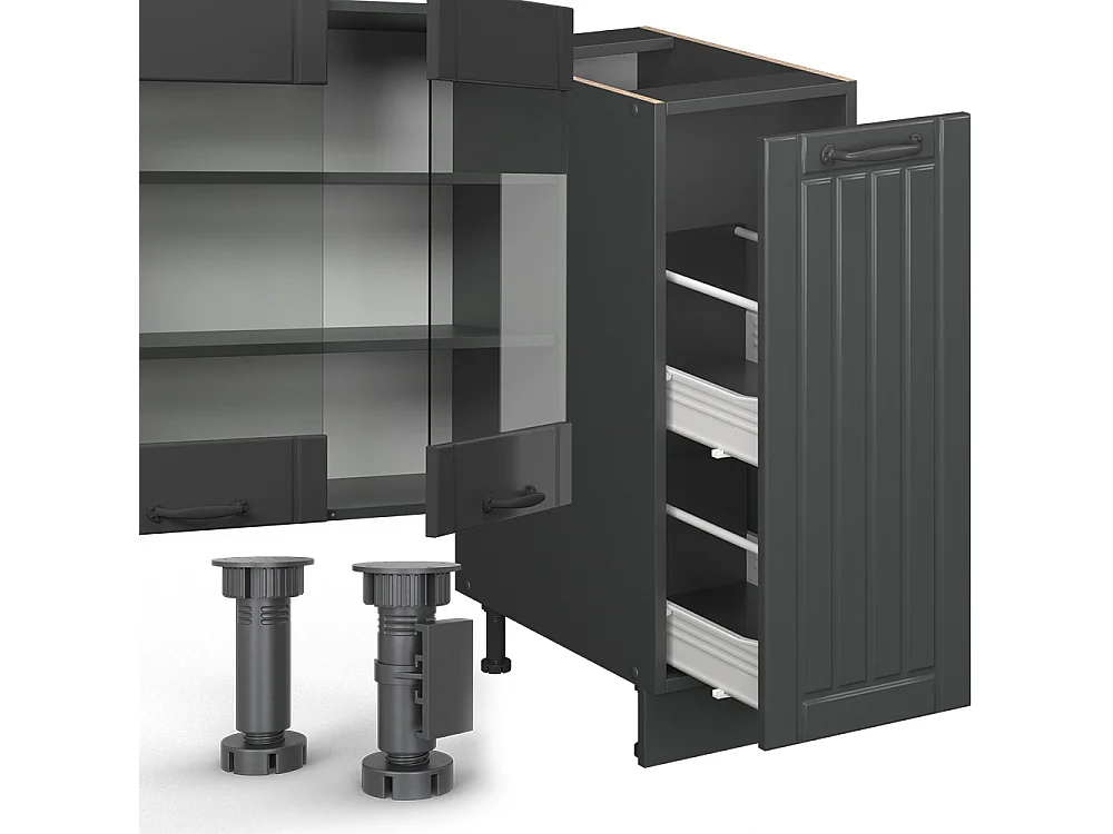 Küchenzeile dunkelgrau 280x60x81.6 fame-line