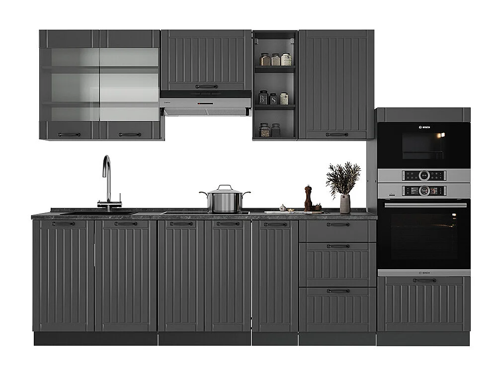 Küchenzeile dunkelgrau 280x60x81.6 fame-line