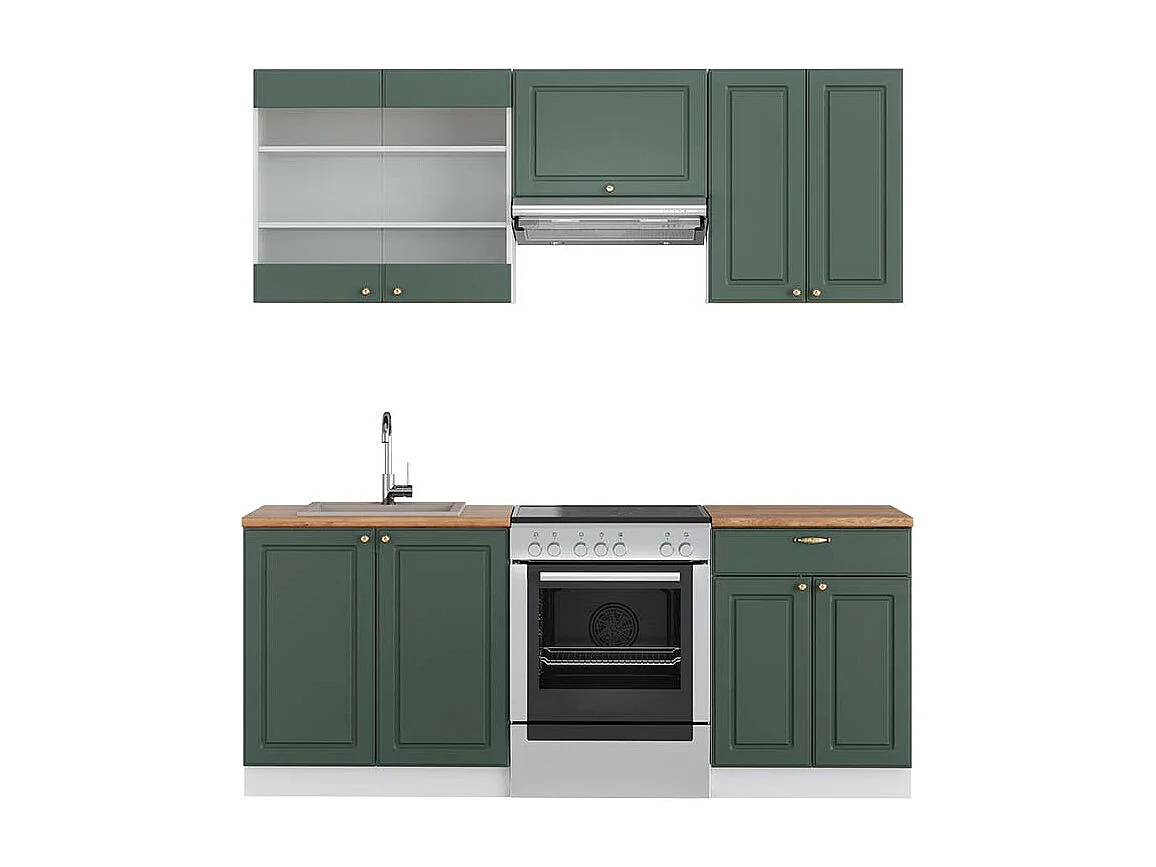 Cucina componibile verde-oro country house/bianco 200x60x81.6 fame-line