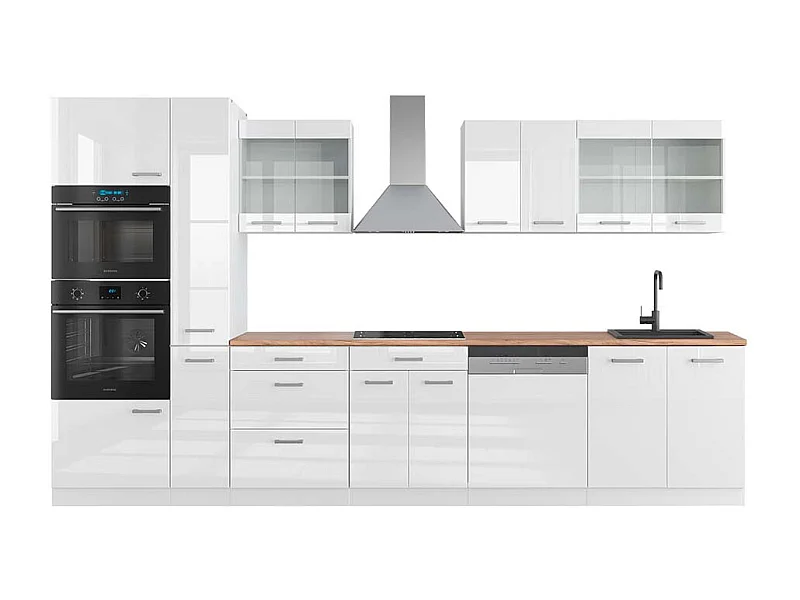 Küchenzeile weiß hochglanz/weiß 350x60x81.6 r-line