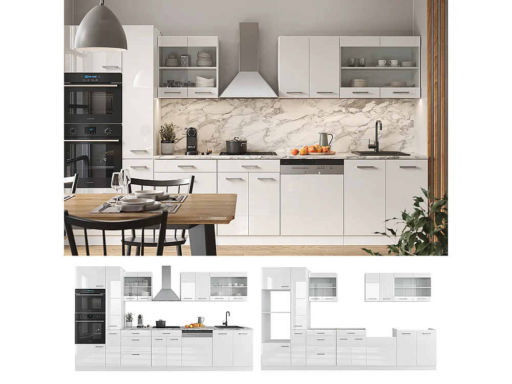 Cuisine blanc brillant/blanc 350x60x81.6 r-line